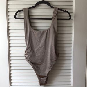 Aerie side-detail beige swim suit